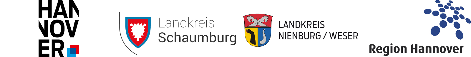 Von links nach rechts: Logo Landkreis Schaumburg, Logo Landkreis Nienburg / Weser und Logo Region Hannover.