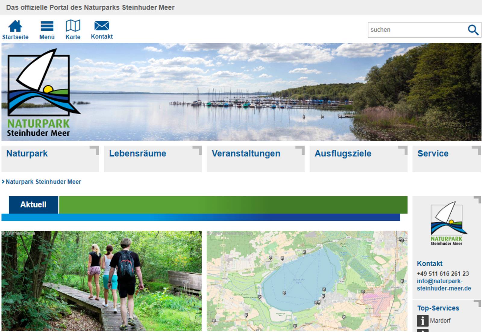 Screenshot: www.naturpark-steinhuder-meer.de im Jahr 2018