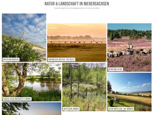 Übersicht der Landschaften in Niedersachsens Naturparken auf www.reiseland-niedersachsen.de