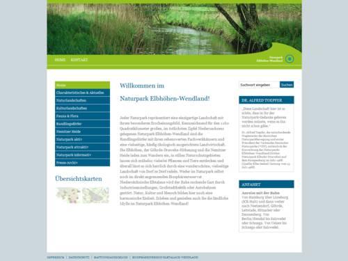 Vorschau auf den Internetauftritt des Naturparks Elbhöhen-Wendland
