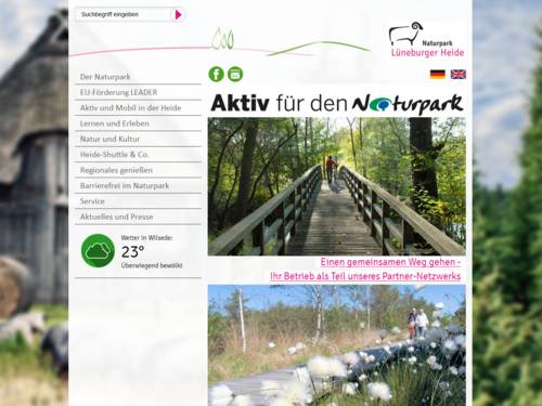 Vorschau auf den Internetauftritt des Naturparks Lüneburger Heide