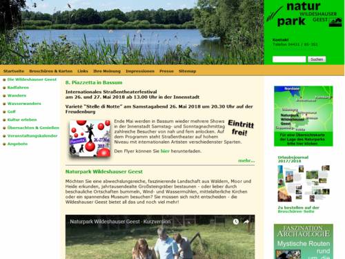 Vorschau auf den Internetauftritt des Naturparks Wildeshauser Geest