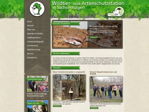 Vorschau auf den Internetauftritt der Wildtier- und Artenschutzstation Sachsenhagen