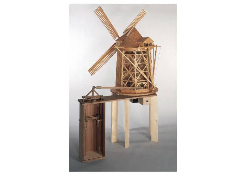 Modell: Vertikalwindkunst zur Entwässerung nach G. W. Leibniz. Maßstab 1:15