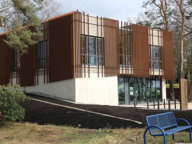 Gebäude aus Beton und Stahl, das sich in die Umgebung integriert: Das Naturpark-Haus am Nordufer des Steinhuder Meeres