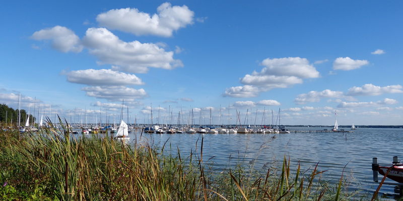 Blick auf einen Steg, an dem Boote liegen. Blick auf einen Steg, an dem Boote liegen.